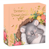 2021 Dreaming Down Under Koala 1/2 oz Silver Coloured Proof Perth Mint Presentation Case & COA