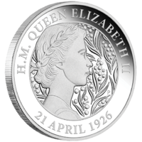 2021 H.M. Queen Elizabeth II 95th Birthday 1 oz Silver Proof Perth Mint Presentation Case & COA image