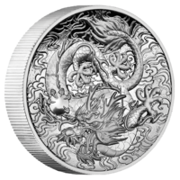 2021 Chinese Myths and Legends Dragon 2 oz Silver Proof High Relief Perth Mint Presentation Case & COA