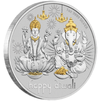 2021 Diwali Medallion 1 oz Silver Gilded Perth Mint Presentation Case & COA