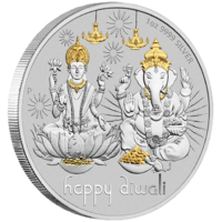 2021 Diwali Medallion 1 oz Silver Gilded Perth Mint Presentation Case & COA image