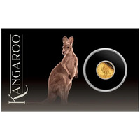2022 Miniature Kangaroo Mini Roo 0.5g .9999 Gold Perth Mint Coin in Card image
