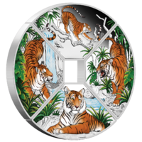 2022 Year of the Tiger Quadrant 4 Coin Set 1oz Silver Coloured Proof Perth Mint Presentation Case & COA