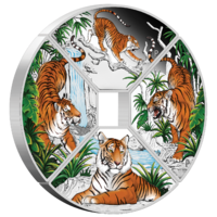 2022 Year of the Tiger Quadrant 4 Coin Set 1oz Silver Coloured Proof Perth Mint Presentation Case & COA image