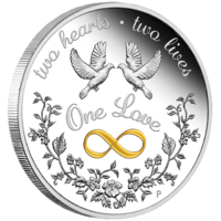 2022 One Love 1 oz Silver Coloured Proof Perth Mint Gift Presentation Case & COA image