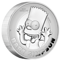 2022 The Simpsons Bart 2oz Silver Proof High Relief Perth Mint Presentation Case & COA image