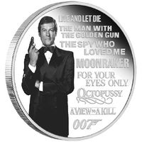 2022 James Bond Legacy Roger Moore 1oz Silver Coloured Proof Perth Mint Presentation Case & COA image