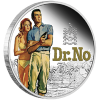 2022 James Bond Dr. No 1oz Silver Proof Coloured Perth Mint Presentation Case & COA image