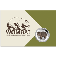 2022 Australian Wombat 1 oz Silver Coloured Coin in Card image