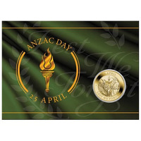2022 ANZAC Day Lest We Forget 80th Ann Kokoda Trail Uncirculated $1 Perth Mint Coin in Card image