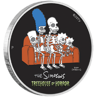 2022 The Simpsons Treehouse of Horror 1oz Silver Coloured Perth Mint Presentation Case & COA