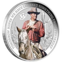 2022 John Wayne 1 oz Silver Coloured Proof Coin Perth Mint Presentation Case & COA