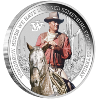 2022 John Wayne 1 oz Silver Coloured Proof Coin Perth Mint Presentation Case & COA image