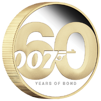 2022 60 Years of Bond 2oz Silver Proof Gilded Perth Mint Presentation Case & COA image