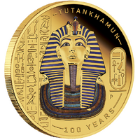 2022 Tutankhamun Discovery 100 Year Ann 1oz Gold Proof Coloured Perth Mint Presentation Case & COA