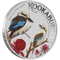 2023 Australian Kookaburra - World Money Fair Berlin Special Edition - 1oz Silver Coloured Perth Mint Presentation Case & COA