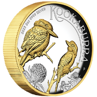 2023 Australian Kookaburra 2oz Silver Proof High Relief Gilded Perth Mint Presentation Case & COA