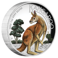 2023 Australian Kangaroo 1oz Silver Proof High Relief Coloured Perth Mint Presentation case & COA image
