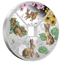 2023 Year of the Rabbit Quadrant 4 Coin Set 1oz Silver Coloured Proof Perth Mint Presentation Case & COA