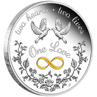 2023 One Love 1oz Silver Coloured Proof Perth Mint Presentation Case & COA image