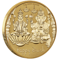2023 Diwali Medallion 1oz Silver Gilded Perth Mint Presentation Case & COA image