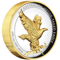 2023 Australian Wedge-Tailed Eagle 2oz Silver Proof High Relief Gilded Perth Mint Presentation Case & COA