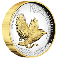 2024 Australian Kookaburra 2oz Silver Proof High Relief Gilded Perth Mint Presentation Case & COA