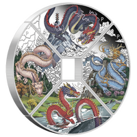 2024 Year of the Dragon Quadrant 4 Coin Set 1oz Silver Proof Coloured Perth Mint Presentation Case & COA