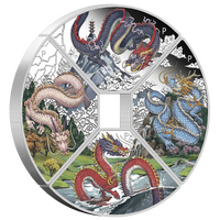 2024 Year of the Dragon Quadrant 4 Coin Set 1oz Silver Proof Coloured Perth Mint Presentation Case & COA image