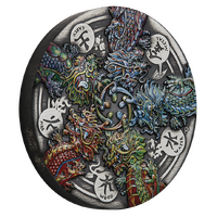2024 Dragon And The Five Elements 5oz Silver Antiqued Coloured Perth Mint Presentation Case & COA