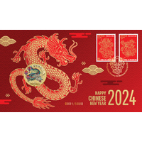 2024 Happy Chinese New Year AlBr $1 Perth Mint Stamp & Coin PNC image