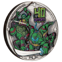 2024 Teenage Mutant Ninja Turtles TMNT 40th Anniversary 2oz Silver Antiqued High Relief Perth Mint Presentation Case
