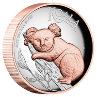 2025 Australian Koala 5oz Silver Proof HR Gilded Perth Mint Presentation Case & COA