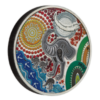 2025 Emu Utingat 2oz Silver Antiqued Coloured Perth Mint Presentation Case & COA