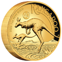 2026 Australian Kangaroo 1oz Gold Proof Perth Mint Presentation Case and COA, front