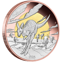 2026 Wonders of Australia The Outback 5oz Silver Proof Double Gilded $8 Perth Mint Presentation Case & COA, front