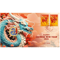 2026 Lunar Happy Chinese New Year AlBr $1 Perth Mint Stamp & Coin PNC, front