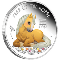 2026 Baby Horse 1/2oz Silver Proof Coloured Perth Mint Presentation Case & COA, front