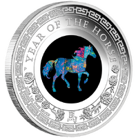 2026 Australian Opal Lunar Series Year of the Horse 1oz Silver Proof Perth Mint Presentation Case & COA, front