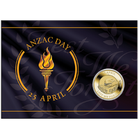 2026 ANZAC Day: Lest We Forget - Slouch Hat Uncirculated $1 Albr Perth Mint Coin in Card, front