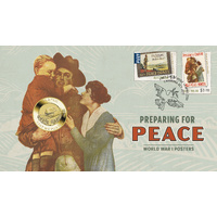 2026 ANZAC DAY Preparing for Peace World War I Posters Albr Perth Mint AusPost Stamp & Coin PNC, front