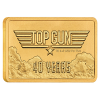 2026 40 Years of Top Gun 1g Gold Rectangular $3 Perth Mint Coin in Card, front
