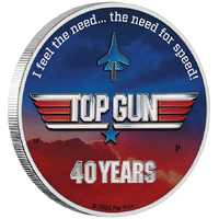 2026 40 Years of Top Gun 1oz Silver Coloured $1 Perth Mint Presentation Case & COA, front