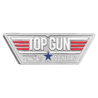 2026 40 Years of Top Gun 1oz Silver Coloured Logo Shaped $1 Perth Mint Presentation Case & COA, front