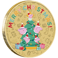 2026 Peppa Pig - Merry Christmas $1 Perth Mint Coin Ornament in Gift Presentation Case, front