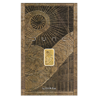 2026 Dune 1g Gold Minted Bar Perth Mint Coin in Card, front