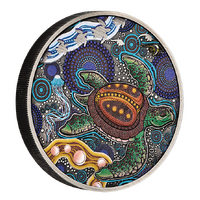 2026 Turtle Yaunati 2oz Silver Antiqued Coloured $2 Perth Mint Presentation Case & COA, front