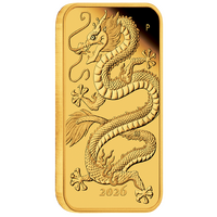 2026 Dragon 1oz Gold Proof Rectangular $100 Perth Mint, front