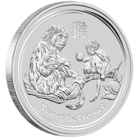 2016 Australian Lunar Series II Year of the Monkey 1/2 oz .999 Silver Bullion Perth Mint In Capsule image