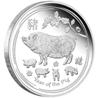 2019 Australian Lunar Series II: Year of the Pig 1 oz Silver Proof Perth Mint in Presentation Case with COA image